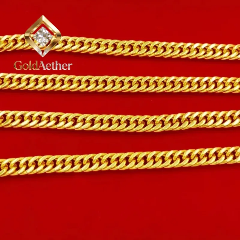 

GoldNouveau 24K Gold 6mm Boss Chain Necklace Men's AU999 - 6mm seamless links, warm luster, hypoallergenic, for business & casua