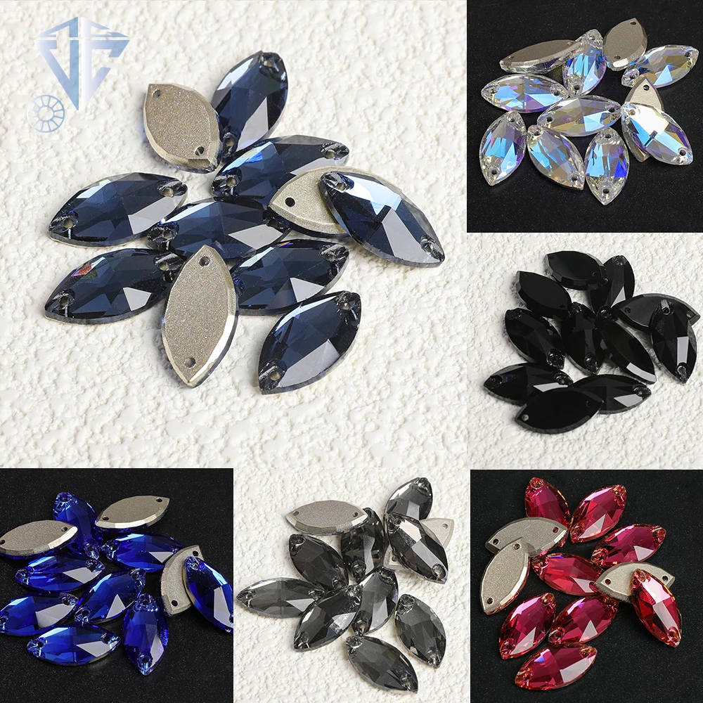 VC Navette K9 High-quality chamfer glass flat button hand sewn rhinestone suitable for creative clothing and shoe accessories