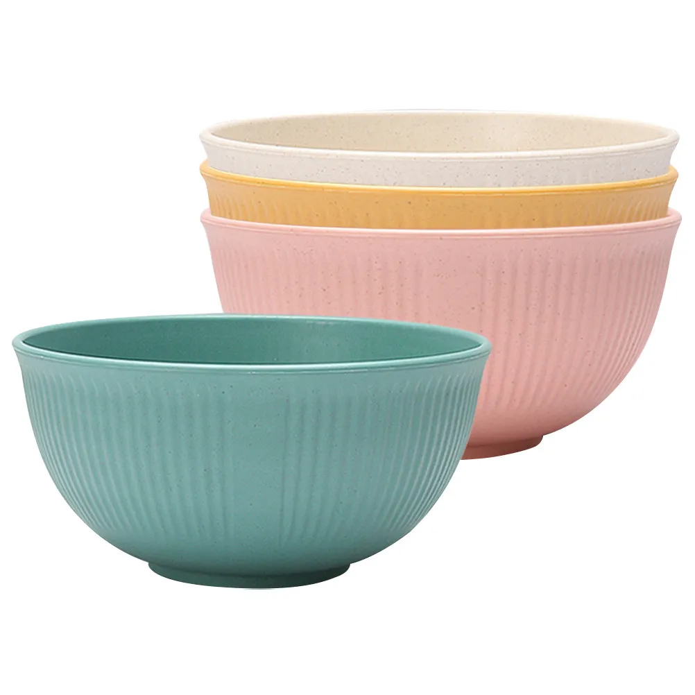 4Pcs Wheat Straw Ramen Bowl Set Sturdy Unbreakable Soup Cereal Rice Bowls Kitchen Household Tableware Cereal Bowl