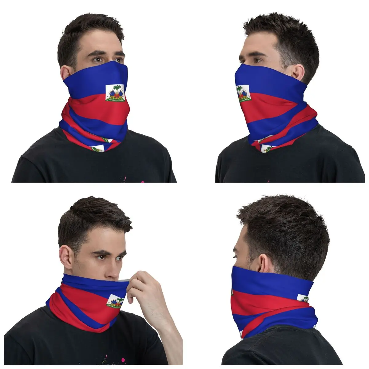 Flag Of Haiti Bandana Neck Cover Printed Balaclavas Wrap Scarf Multi-use Cycling Running for Men Women Adult Windproof