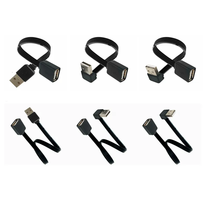 USB 2.0 Up Down Angle 90 Degree Male to Female Super flat flexible Extension Adapter USB2.0 Male to Female Cable 0.1-1m