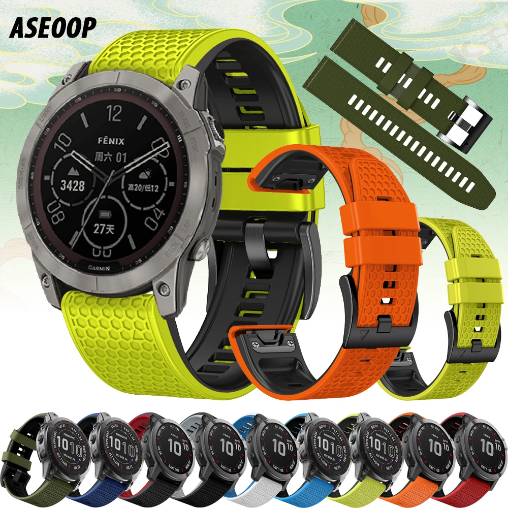 

Силиконовый ремешок 22 26 мм для GARMIN FENIX 8 E 7 7X PRO 6 6X Мягкий официальный ремешок 970 965 Enduro 3 Instinct2 сменный ремешок