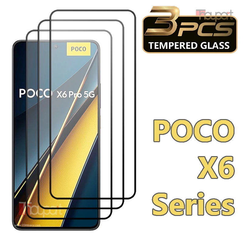 

3PCS Tempered Glass For Xiaomi Poco X6 Pro Screen Protector Film Poco X6 Neo Glass