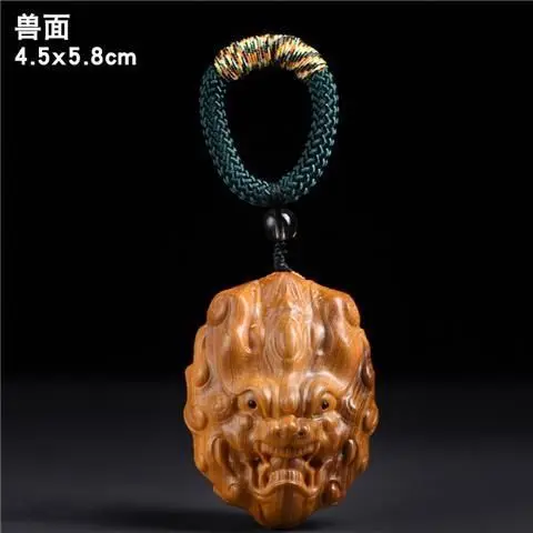 Black Oil Thuja Wood Handmade Wood Carving Piece Safe Buckle Play Handle Piece Pendant Woolen Chain Men's and Women's Hanging