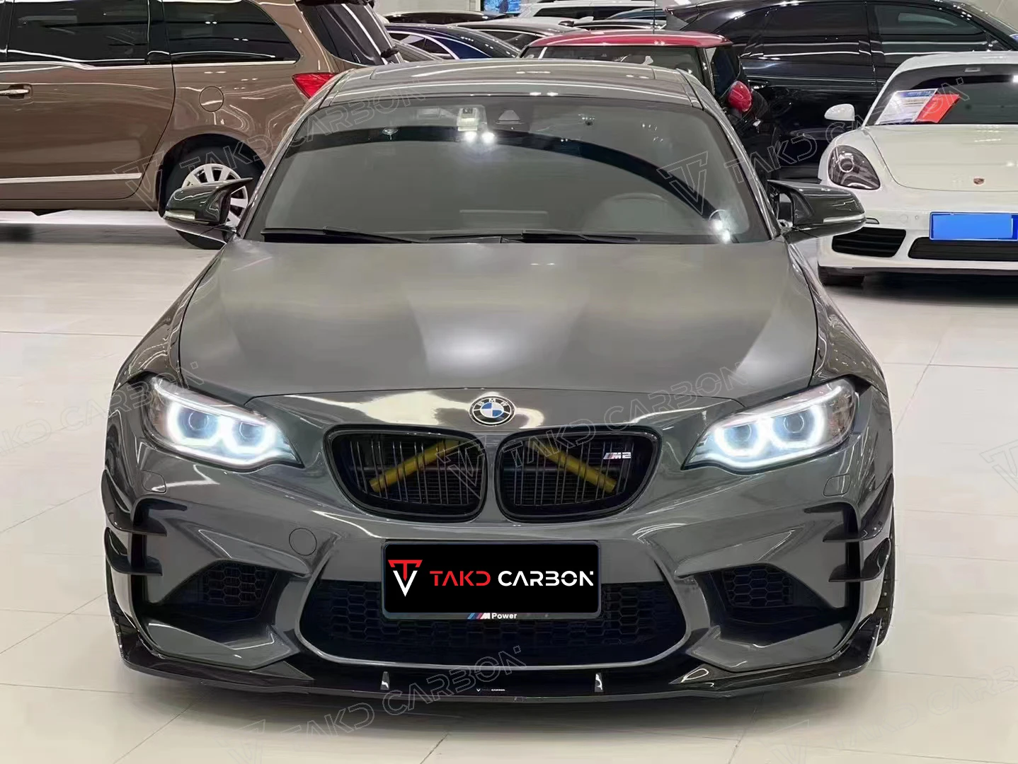 TAKD Carbon Real Car Data Development Dry Carbon Fiber Front Bumper Lip Diffuser For BMW M2 F87