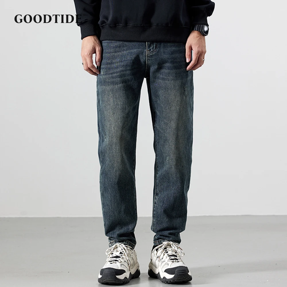 

Fashion Men's Washed Straight Jeans 2025 Autumn And Winter New Embroidered Letter Pattern Loose Denim Casual Pants Size 28-38