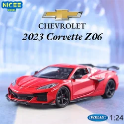 WELLY 1:24 2023 Chevrolet Corvette Z06 Simulation Diecast Car Metal Alloy Model Car decoration display collection gifts BB101