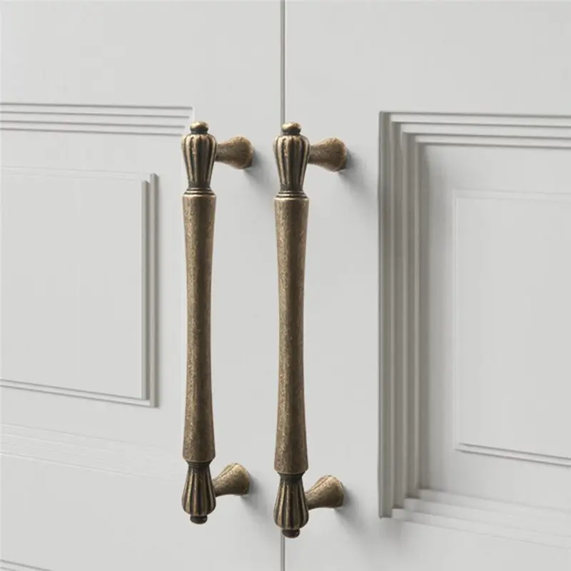 ABUI-Retro Yellow Bronze Wardrobe Drawer Handle - European Style Cabinet Door Knob