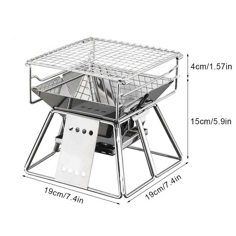 YOMEEI Portable Stainless Steel BBQ Grill Non-stick Folding Mini Pocket Barbecue Grill Outdoor Camping Picnic Tool