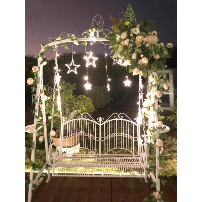 Internet celebrity courtyard villa swing outdoor rocking chair wrought iron balcony swing sling chair household leisure