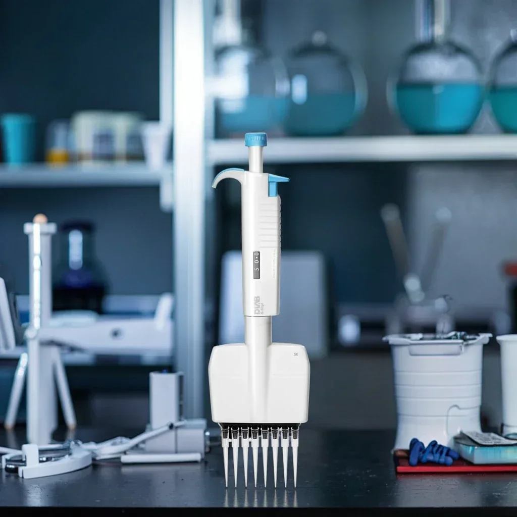 MicroPette Plus Eight-Channel Pipette Dispenser Adjustable Volume 5ul-1000ul Range Autoclavable Plastic Lab Pipettes