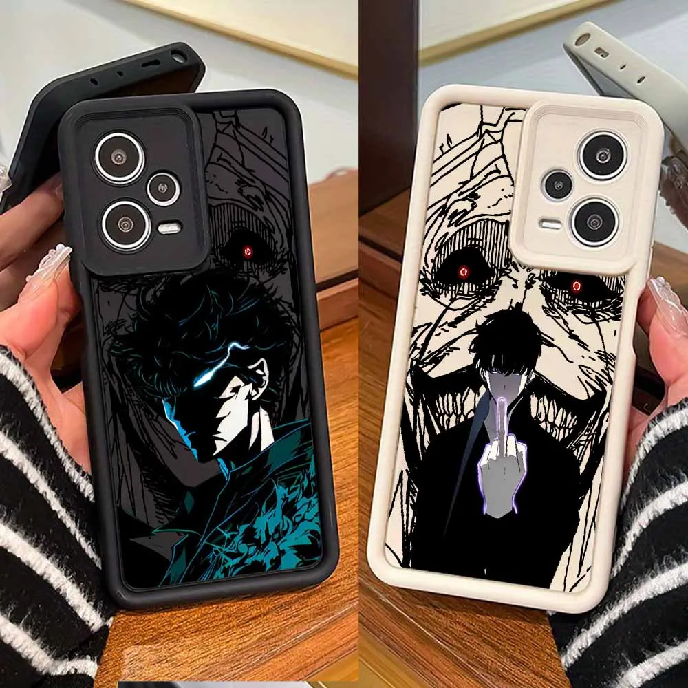 Funda Protectora Suave S-Solo Leve-ling Adventure para Xiaomi 17 15 15T 14 14T POCO X8 X7 X6 M8 M7 M6 F8 F7 Pro con Cordón y Anillo de Soporte