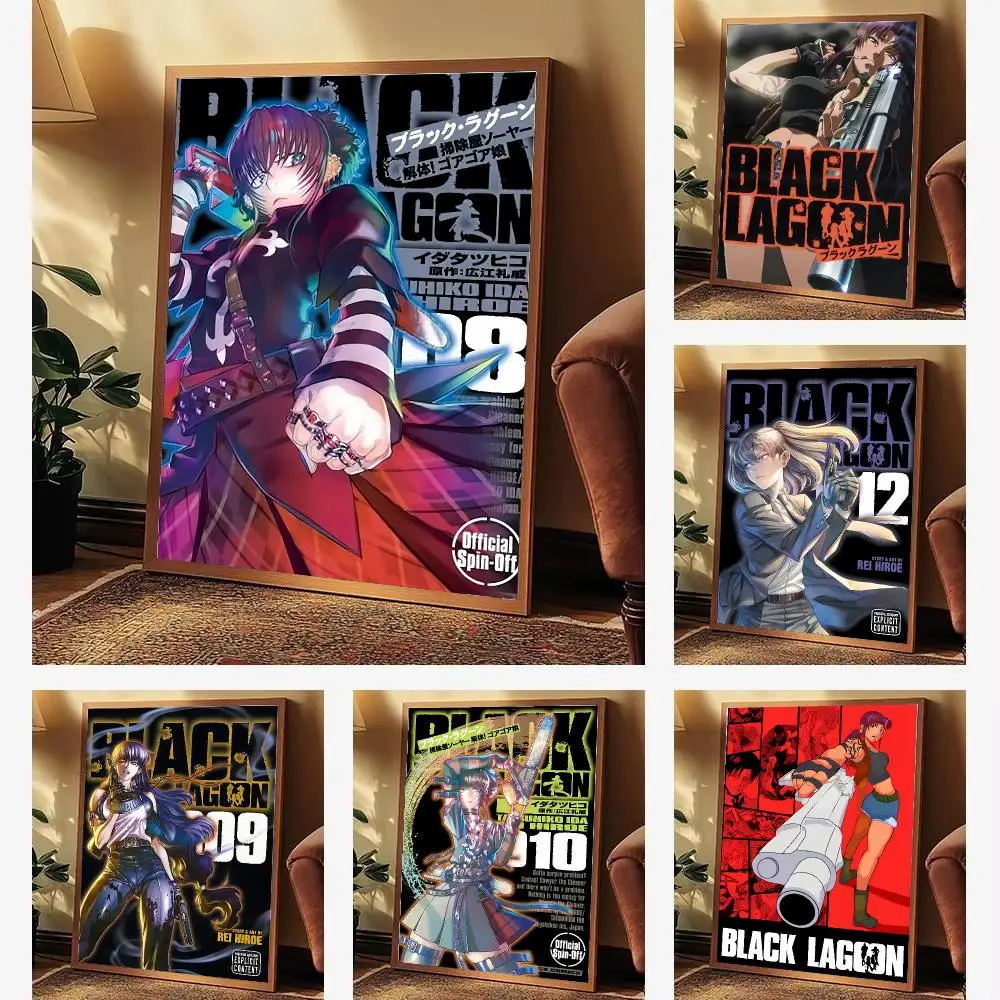 Anime B-Black Lagoon Poster Aesthetic Wall Art Print for Living Room Bedroom Study Office Café Home Decor Stylish Gift