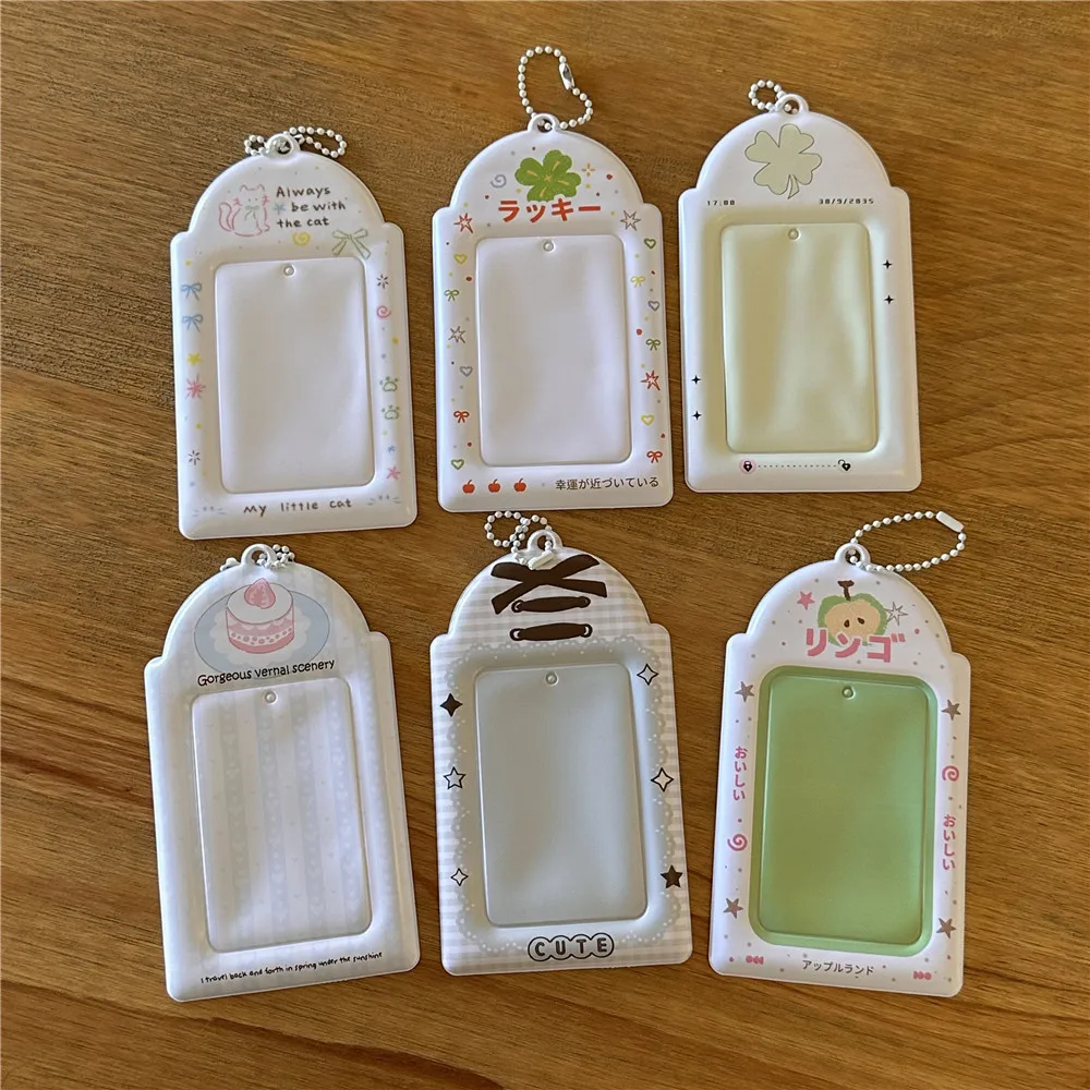 PVC 3 Inch Card Cover Hanging Design  Kawaii Campus Meal ID Card Protector Idol Photocard Display Case