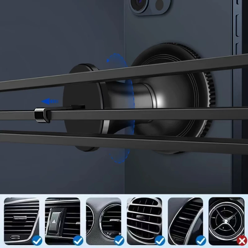 Magnetyczny uchwyt samochodowy na telefon do kratki wentylacyjnej, stojak na telefon Magsafe iPhone 15 14 13 Pro Max Xiaomi Samsung, magnetyczny uchwyt na telefon — zdjęcie produktu 5