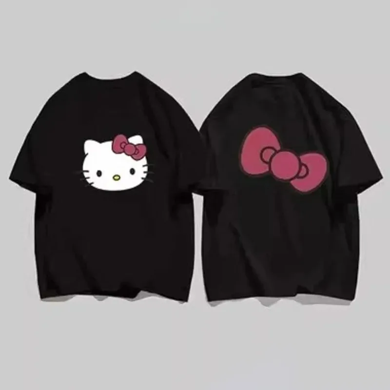 

Sanrio Hello Kitty Cute Anime Pattern Fun Printing Women's Summer T-shirt Top Harajuku Casual Cartoon Short-sleeved Y2K Clothing