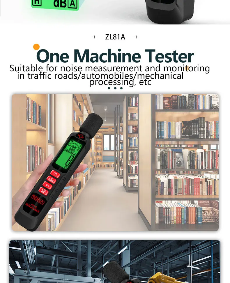 Digitaler Geräuschmesser, Schallpegelmesser, tragbares DB-Messgerät, A-gewichtet, 30–130 dB, Audiomessgerät, Dezibel-Monitor – Detail 5