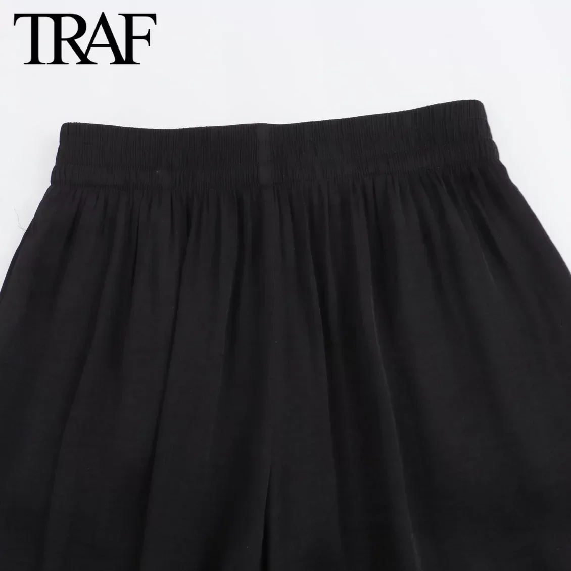 TRAF moda donna primavera estate nuovi pantaloni tinta unita Chic donna elastico in vita pantaloni a gambe larghe Mujer