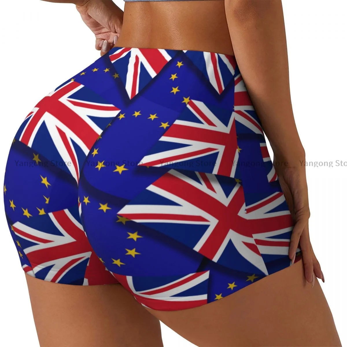 Push Up Short Elasticity Scrunch Butt Flag Of The United Kingdom Running Shorts Sports Shorts Womens Clothes Gym