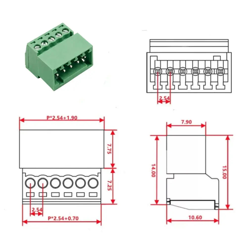 15EDGKP-2.54 2.54mm Pitch Solderless Miniature Inline Male and Female Plug Connector Set