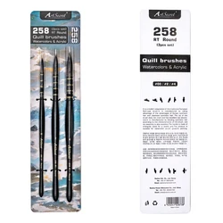 Artsecret 3-pcs Professional Paint Brushes Set Triangular Handle Painting Brush Drawing for Watercolor Oil Acrylic Art Accessory