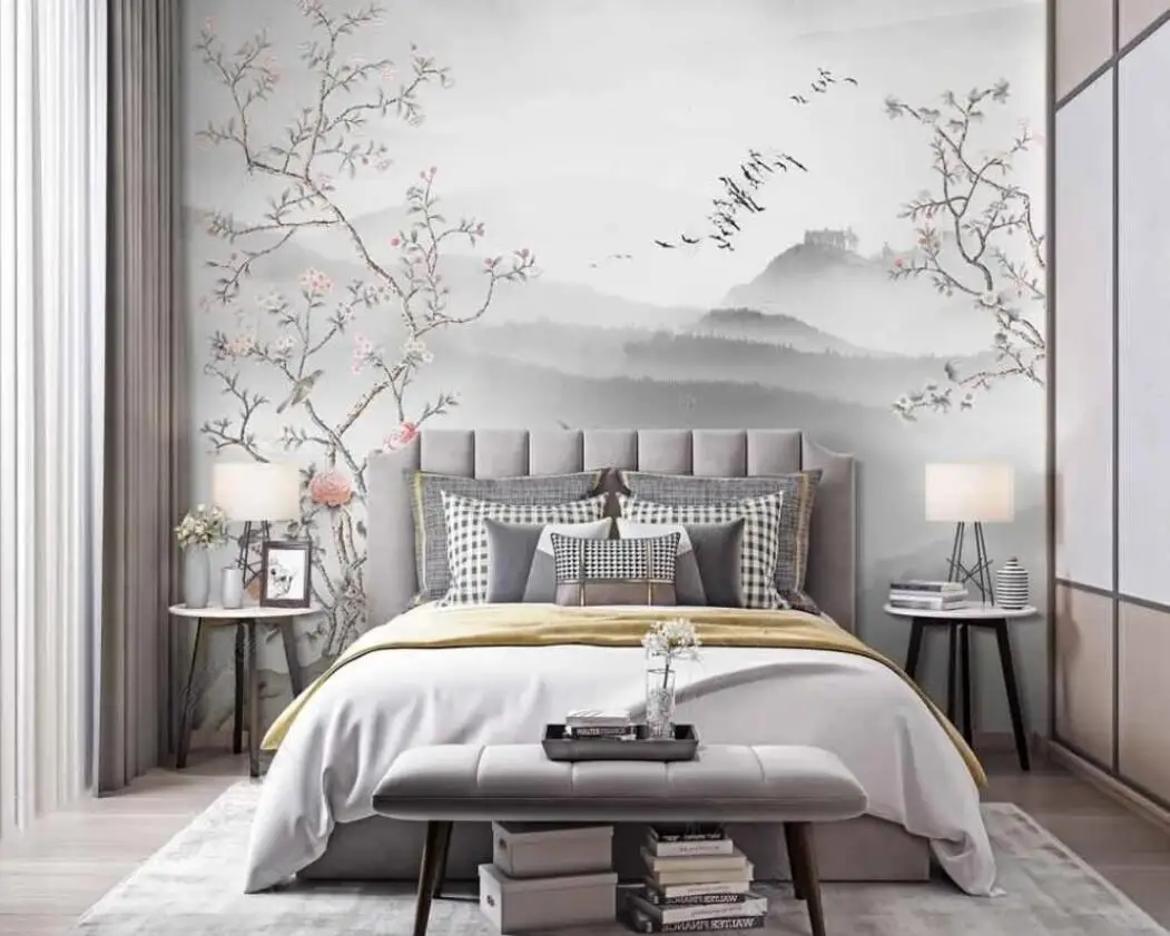 Custom size 3D Wallpaper hand-painted flowers and birds landscape Mural American pastoral flower background decorative painting