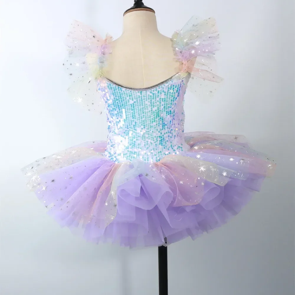 Children's Day Dress Girl Ballet Dance Costumes Sequin Baby Clothing Summer Tutu Girls Dresses Party Pink Kids Outfit Vestidos