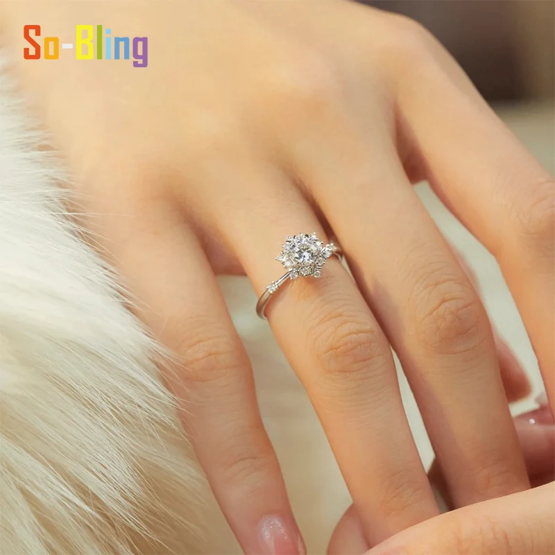 So-Bling 5 مللي متر مويسانيتي خاتم تتفتح زهرة مع شهادة Gra 925 فضة خواتم الزفاف الخطوبة للنساء مجوهرات #4