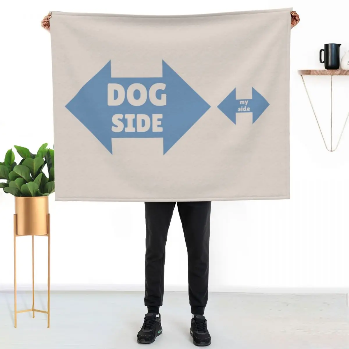 Dog side My side, funny dog owner Throw Blanket Picnic Cute Thermal Flannel For Sofa Thin Thermals For Travel Blankets