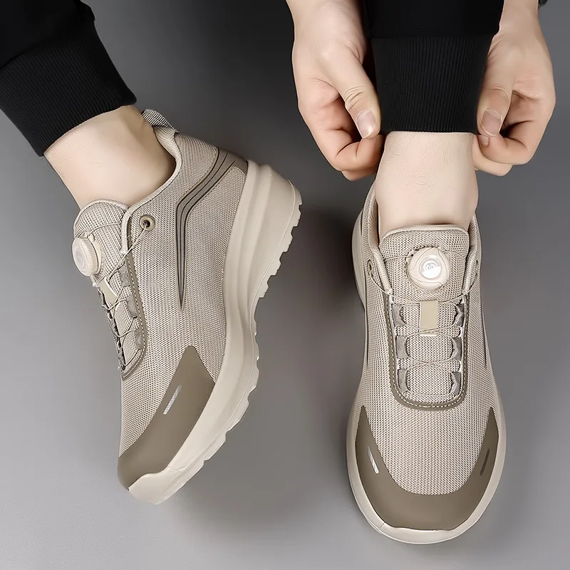 New Rotary Buckle Men Trendy Breathable Sneakers Chunky Men Running Shoes Thick Bottom Waterproof Jogging Footwear Couple Street