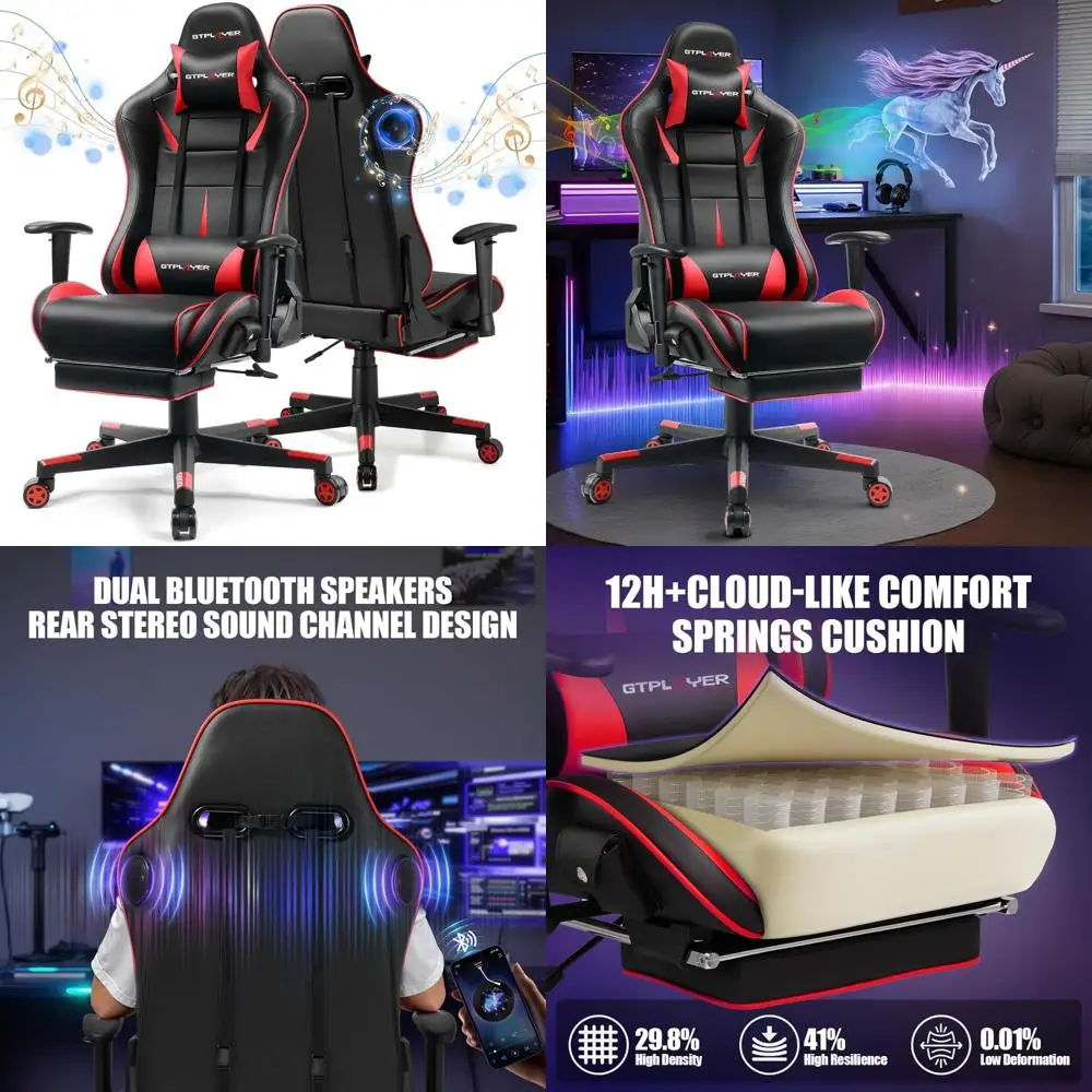 

Эргономичное игровое кресло с динамиками и подставкой для ног для взрослых — геймерское кресло с откидной спинкой для удобных игровых исследований