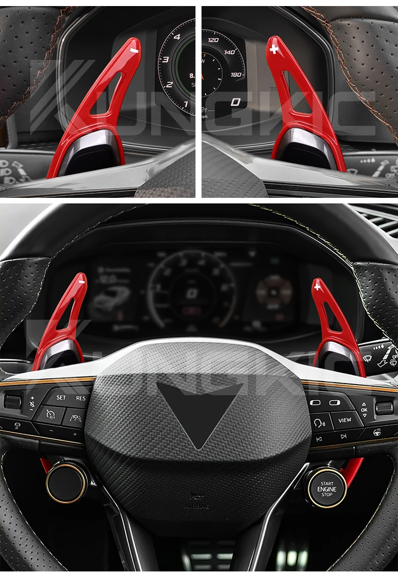 Für Cupra Formentor LEON Ateca 2021 2022 2023 2024 2025 Auto-Lenkrad Schaltwippen DSG ABS Carbon-Faser-Stil Verlängerung – Detail 8