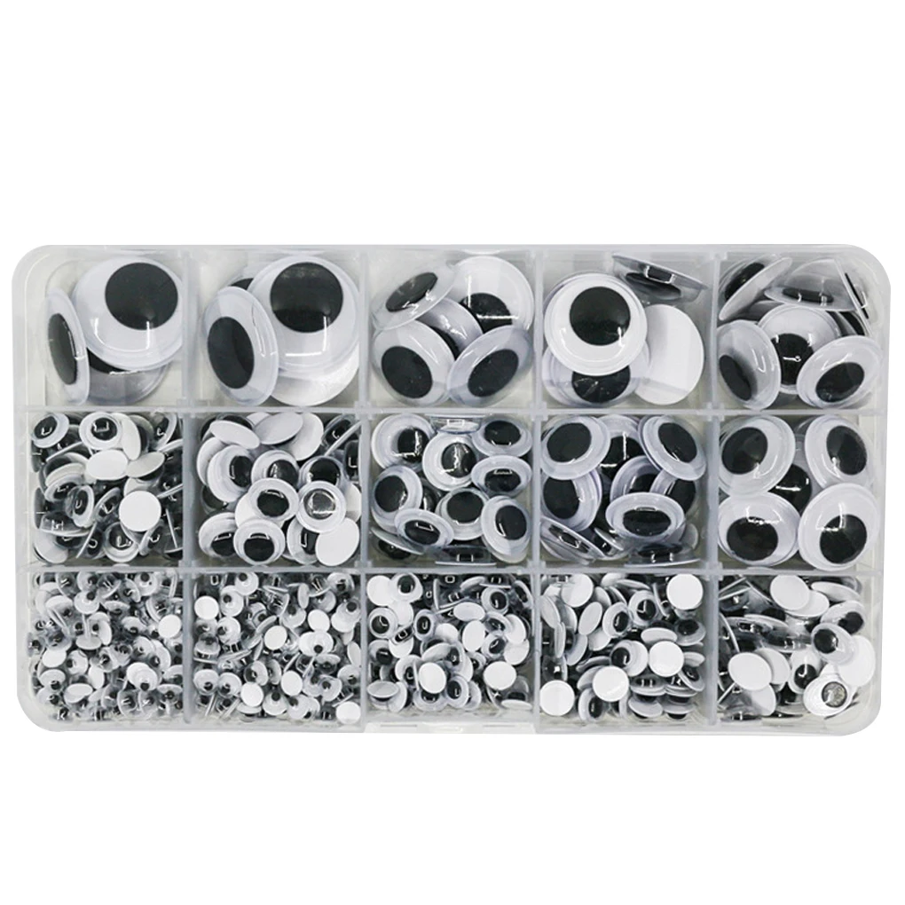 730 Pieces Wiggly Googly Eye Portable Self-adhesive Sticky DIY Removeable Handmade Eyes Household Workshop Crafts