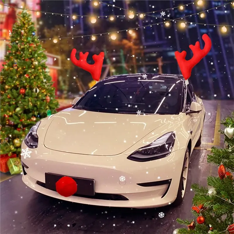 M50K-Christmas Antlers Light String Car Decoration Accessories For Truck SUV Elk Vehicle