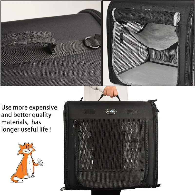 Wakytu Two-in-One Foldable Cat Center Transport Box. Cat Car Transportation. Two Cat and Dog Double Pet Transportation Bags