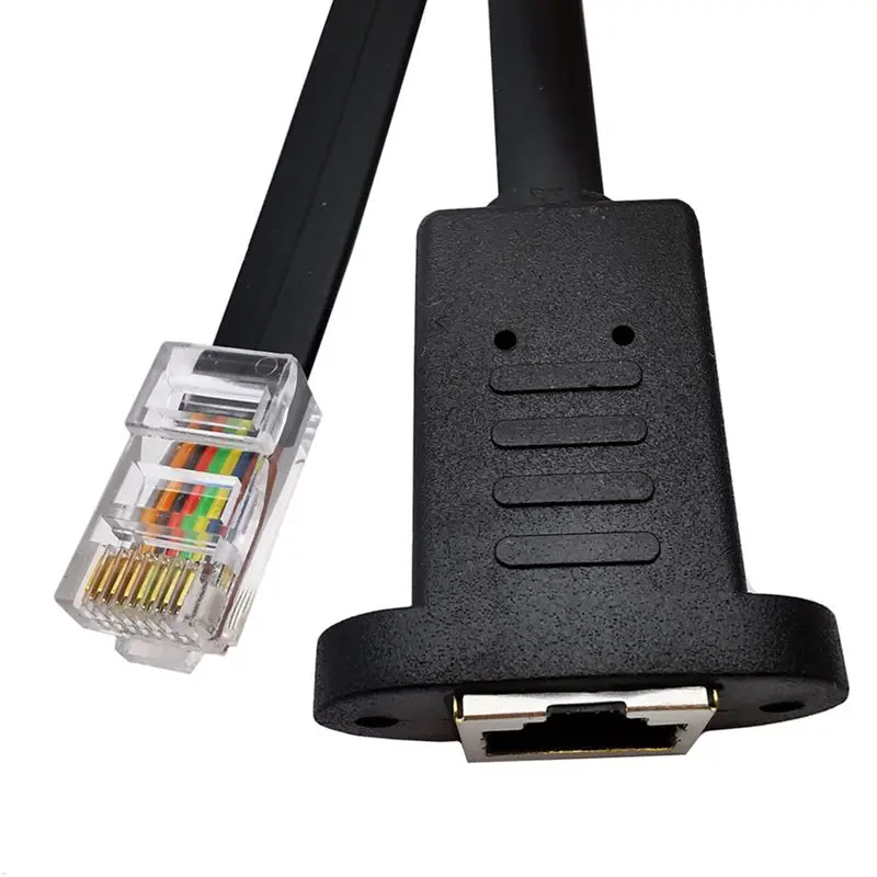 50cm Flat Ethernet Cable Adapter 100M Network Extension Cable RJ45 Male to Female Ethernet Cable With Fixed Seat Ears