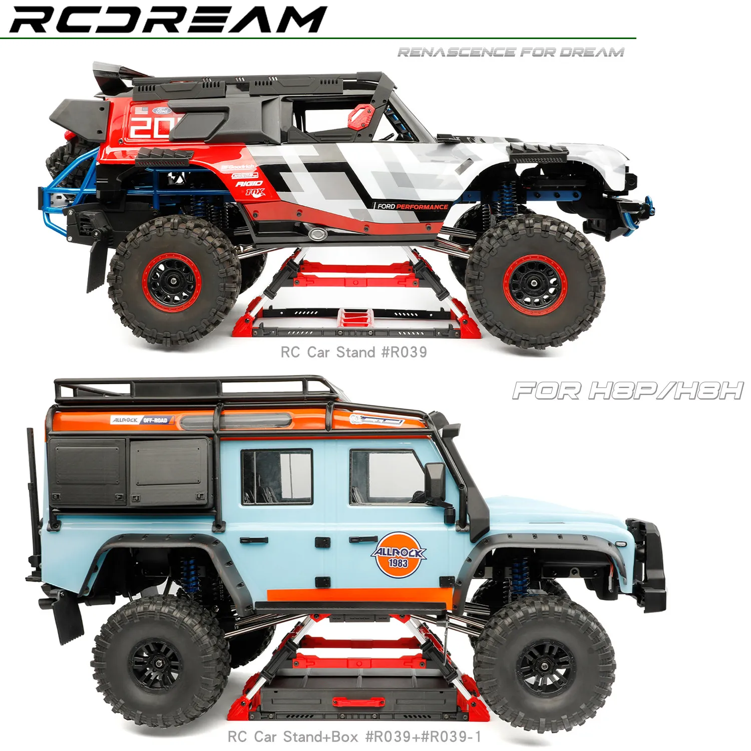 RCDream 1/8 RC Auto Parkständer Halterung Crawler Stützständer Reparaturstütze Werkbank Erhöhungständer für H8P H8H H8E