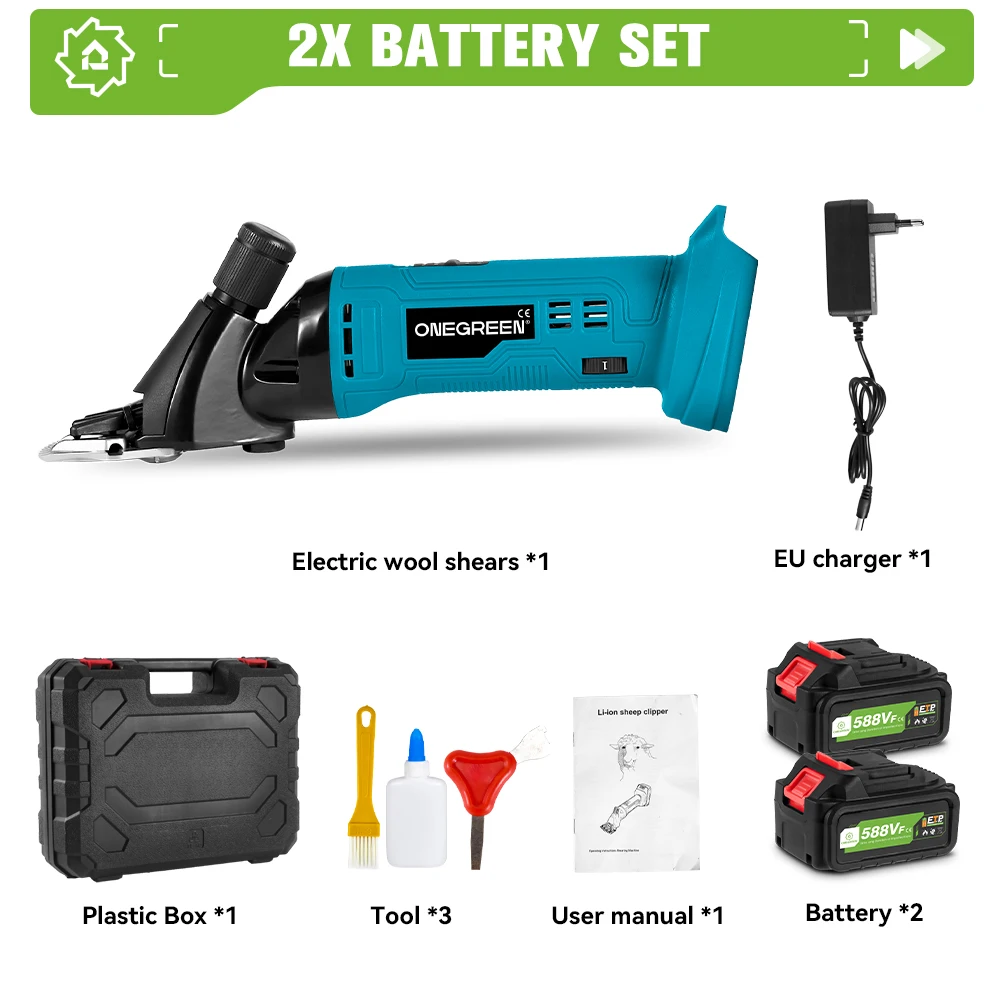 ONEGREEN 6 Speed 13 Tanden Draadloze Elektrische Wolschaar Elektrische Schaar Schapen Pet Clipper Machine Voor Makita 18 V Batterij pin