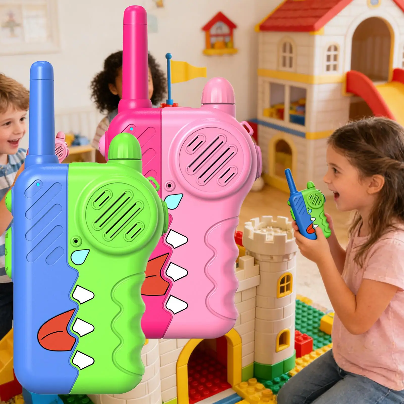 어린이용 워키토키 교육용 장난감 워키토키 실내 야외 홈 파크용 손전등이 있는 귀여운 무선 인터랙티브