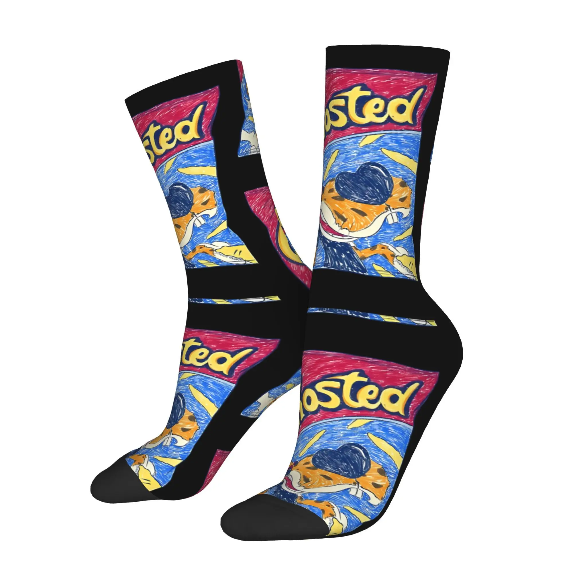 

Funny Crazy Sock for Men GHOSTED With Black Background Hip Hop Pattern Printed Crew Sock Casual Gift