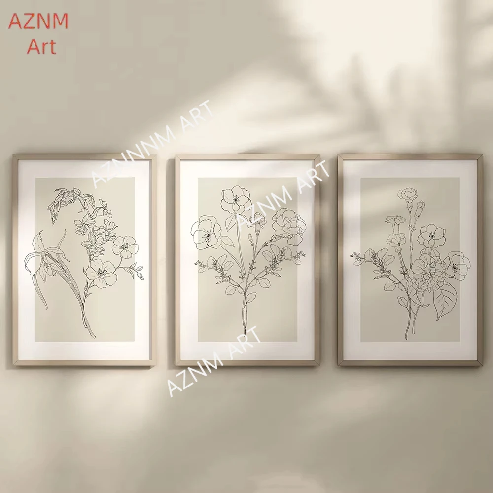 1/3 Stück moderne minimalistische ästhetische Wandkunst abstrakte geometrische Linien Leinwand Poster Drucke Home Schlafzimmer Wohnzimmer Dekor