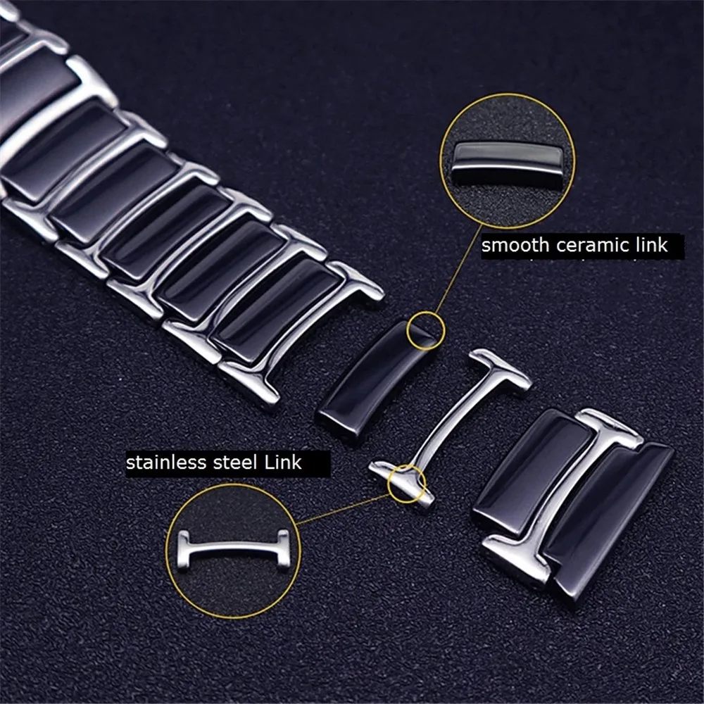 22mm 20mm Ceramics Band For Samsung Galaxy Watch 3 Bands 45mm 41mm Link Bracelet For Huawei Watch 3 Pro GT 2 42mm 46mm Strap