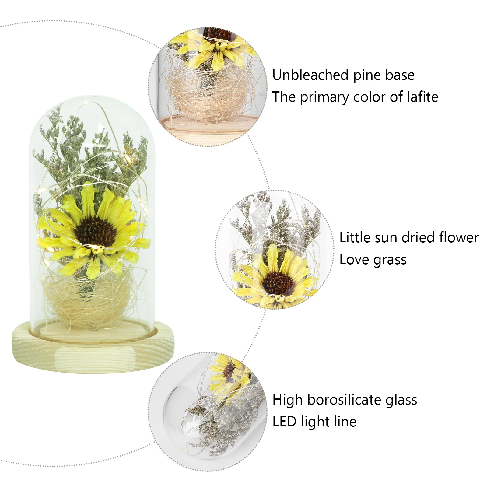 

In Glass Desktop Decor Adornment Collection Ornament Display Household Decorative Sunflower Retro Sunflower For Desk Compact