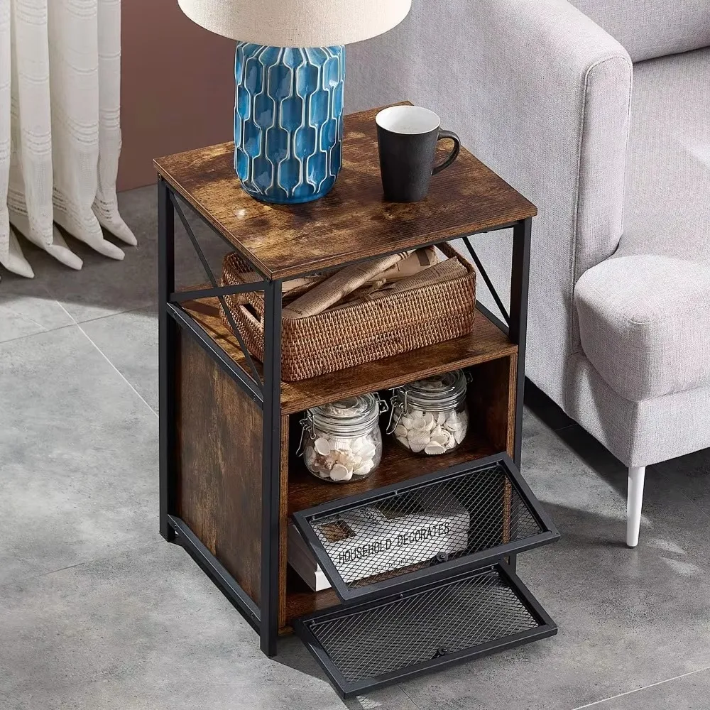 1-piece bedside table set, end-side table with storage space and door, bedside table in modern living room, bedroom