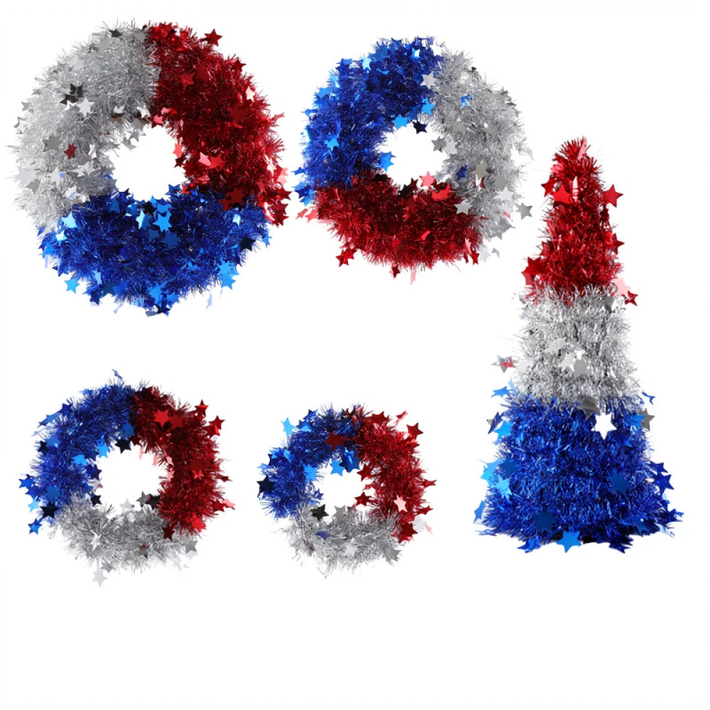 For For Zonghong Day Wreath Patriotic Door Hanging Decoration Red White Blue Star Festival Party Supply