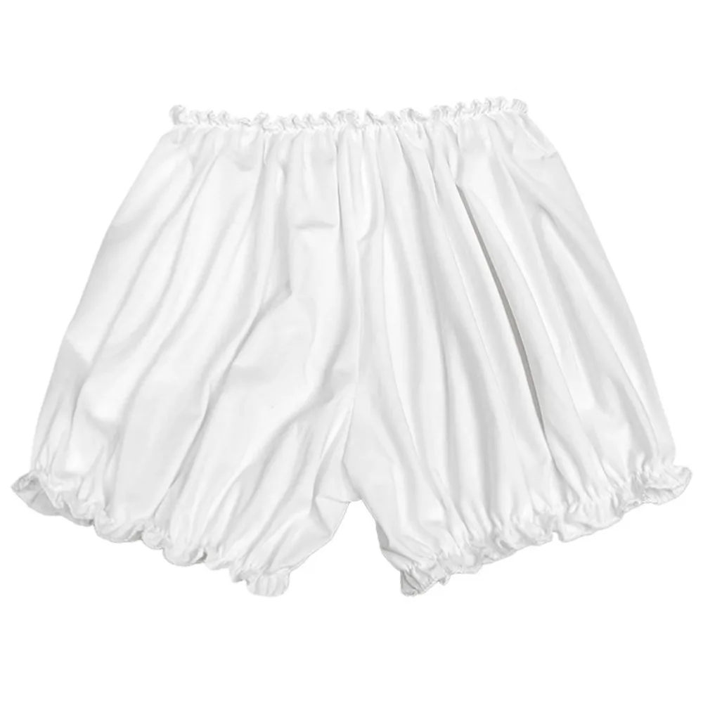 

Simple Sweet White Pumpkin Bloomers Ruffle Elastic Waist Bud Short Pants JK Lolita Anti Exposure Puff Base Shorts Dress