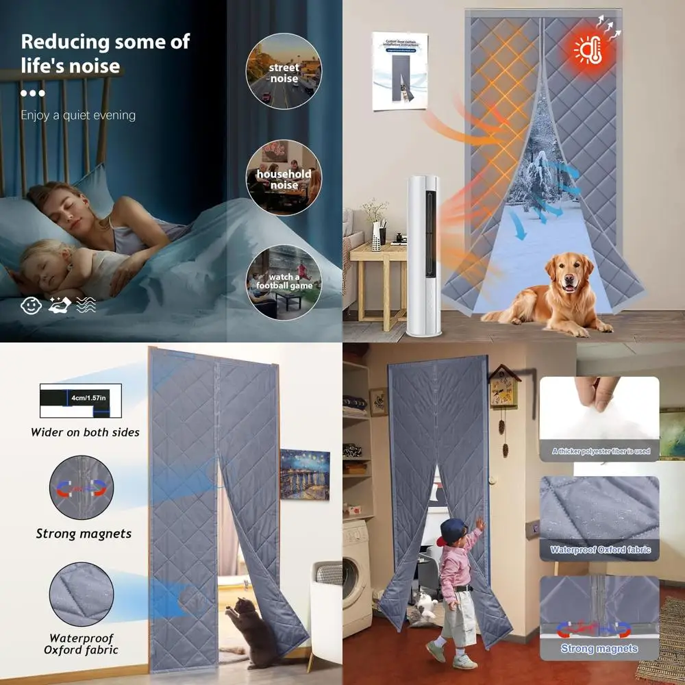 

Дверная штора с термоизоляцией, 40 x 82, магнитная застежка, ткань Оксфорд, толстый хлопок для звукоизоляции и ветрозащиты.