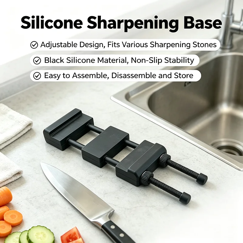 Durable Adjustable Whetstone Holder Non-Slip Rubber Base Sharpener Stone Stand for Household Kitchen Knife Sharpening Use
