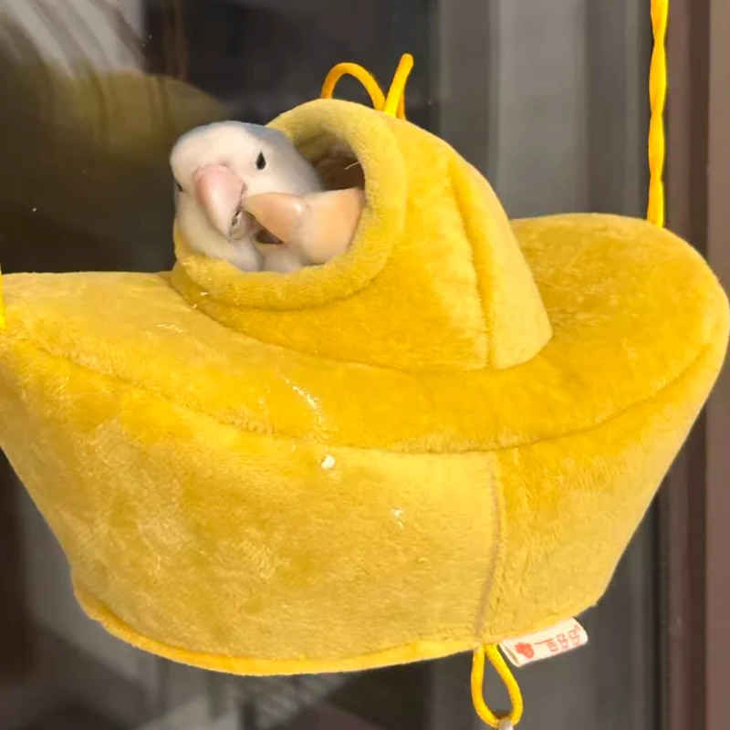 Nido pequeño para loros, algodón para mascotas, mantiene el calor en otoño e invierno, escape de hámster, hamaca colgante para paisajismo de Año Nuevo