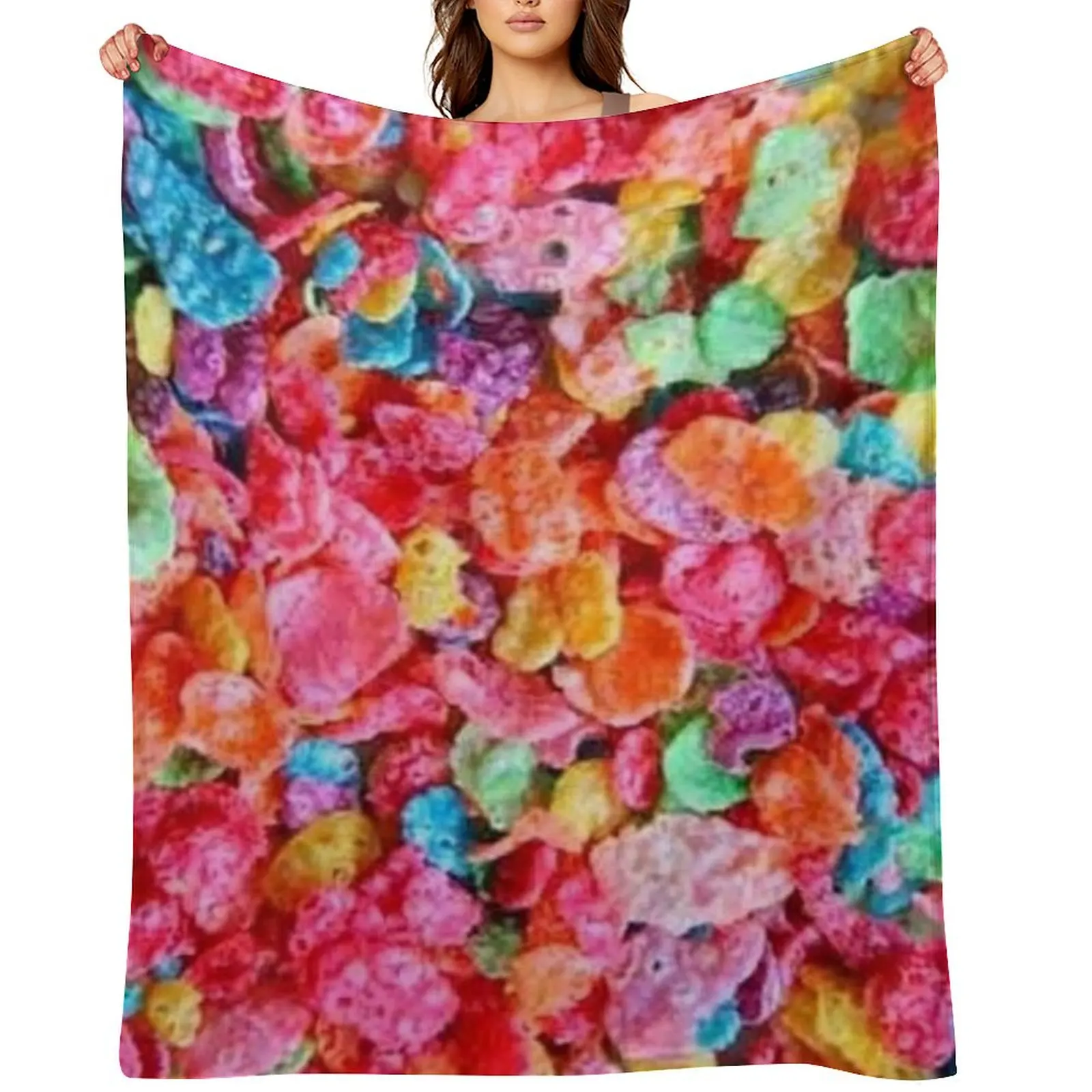 

Fruity Pebbles Throw Blanket Heavy warm for winter Plush Bed linens Blankets